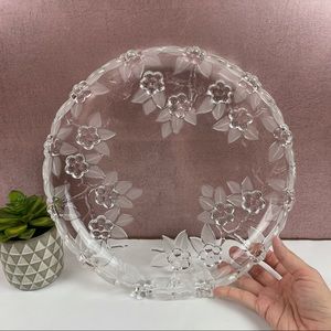Crystal Round Floral Frosted Edges Dish